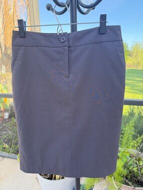 attention Charcoal Black Pencil Skirt with Front Button Waist